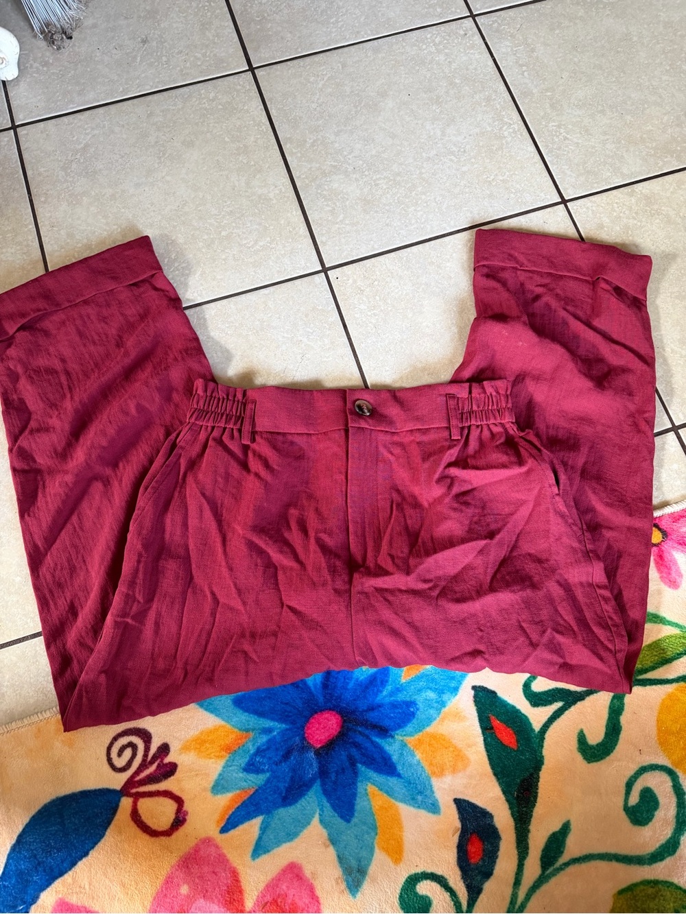 HALARA High-Waist Burgundy Paperbag Trousers